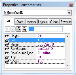 Using a cursor as the source for a FoxPro combo box